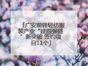 广安前锋轻纺服装产业“建圈强链”新突破 签约项目11个